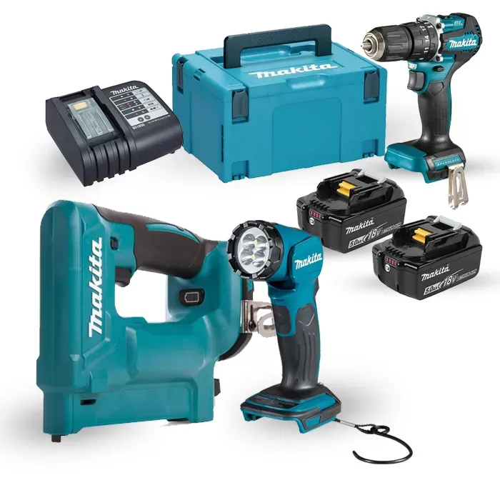 3 Piece Combo Kit: Cordless Stapler, Cordless Hammer Drill, Cordless Flashlight Combo Kit Makita null