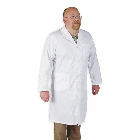 Collared Lab Coat, Male, Size M, White Collared Lab Coat Condor 4TVR3