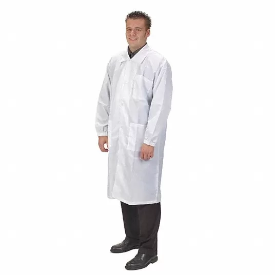 Collared Lab Coat, L, White with Black Pinstrips Lab Coat Condor 4TWD7