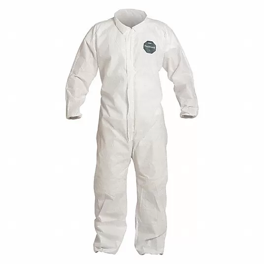 Collared Disposable Coveralls, Collared, Size L, PK 25 Collared Disposable Coveralls Dupont PB125SWHLG002500