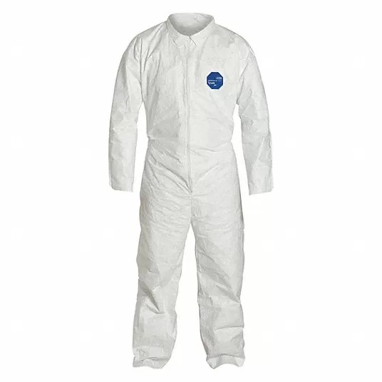 Collared Disposable Coveralls, Collared, Size XL, PK 6 Collared Disposable Coveralls Dupont TY120SWHXL0006G1