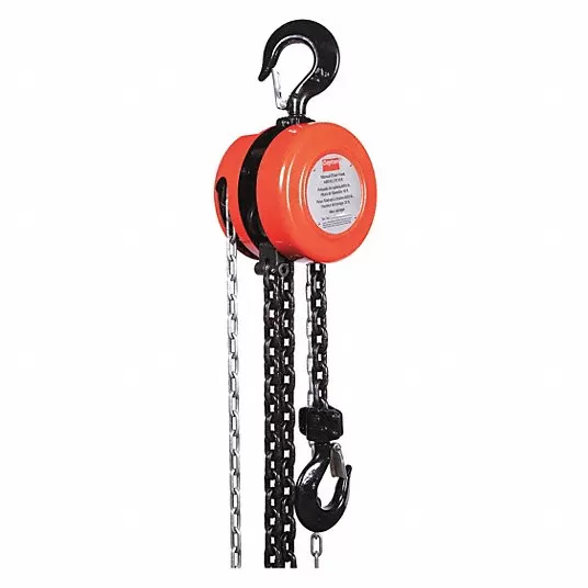 Manual Chain Hoist, 4,000 lb Load Capacity, 10 ft Hoist Lift, 1 1/4 in Hook Opening Chain Hoist Dayton 38EV08