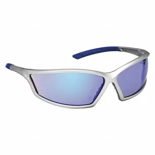 Safety Glasses, Blue Mirror, Silver Frame, ScratchResist35WU61 Safety Glasses Gateway Safety, Inc 41SL3M
