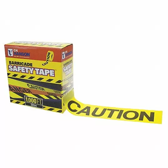 Barricade Tape, Yellow, 3 in x 1,000 ft, Caution Barricade Tape Grainger Approved 14090