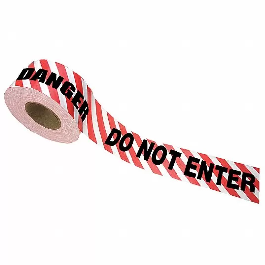 Barricade Tape, Red/White, 3 1/4 in x 1,000 ft, Danger Do Not Enter Barricade Tape Grainger Approved 15151