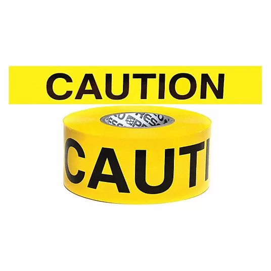 Barricade Tape, Yellow, 3 3/4Inch x 500 ft, Caution  Barricade Tape Grainger Approved 16030