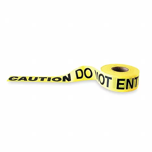 Barricade Tape, Yellow, 3 in x 1,000 ft, Caution Do Not Enter Barricade Tape Grainger Approved 1N956