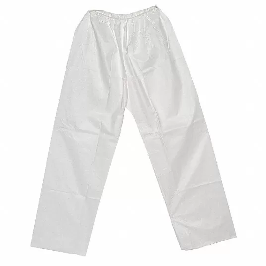Disposable Pants, Medium, White, Elastic Waist Disposable Pants Grainger Approved PANT-KG-M