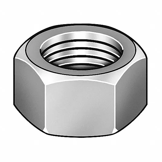 Hex Nut, Nickel Copper Alloy, Plain, 3/8 Inch, , Right Hand, PK 5 Hex Nut Grainger Approved 1WE66