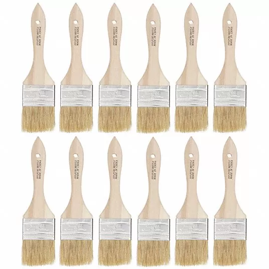 Paint Brush, Chip Brush, 2 Inch, Natural, China Hair, 24 PK Paint Brush Grainger Approved 1TTX2