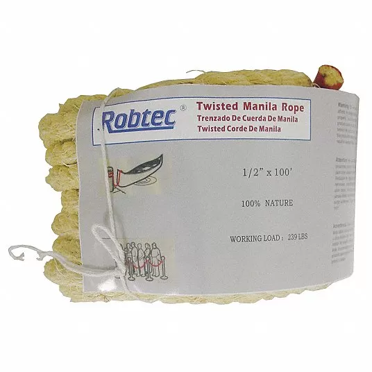 Manila All Purpose General Utility Rope, 3/8Inch dia., Natural, 600 ft Rope Grainger Approved 12U282