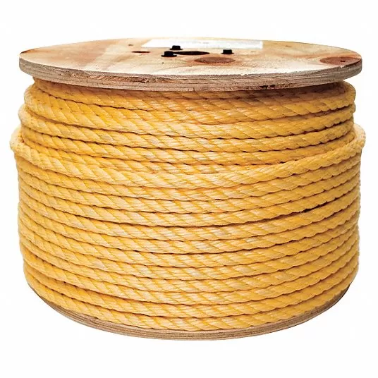 Polypropylene All Purpose General Utility Rope, 1/4Inch dia., Yellow, 600 ft Rope Grainger Approved 2ELC5