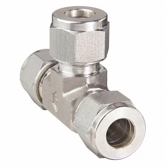 Union Tee, 12mm Tube Size, Metal, 13/16 in Hex Size Union Tee Ham-Let 764L-SS-12MM