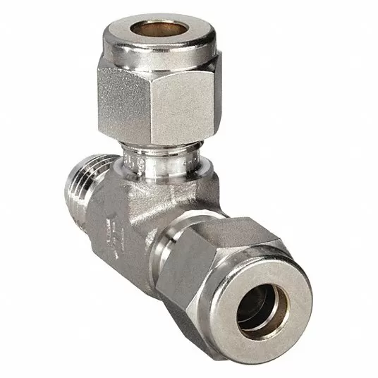Union Tee, 1/4 in Tube Size, Metal, 1/2 in Hex Size764L SS 1/4 Union Tee Ham-Let 764L SS 14