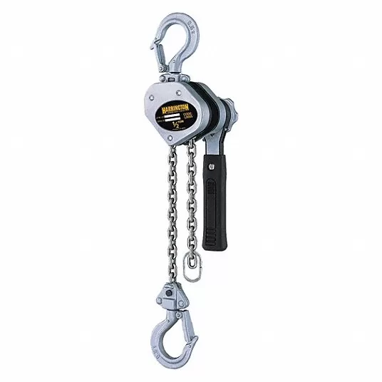 Lever Chain Hoist, 1,000 lb Load Capacity, 5 ft Hoist Lift, 1 in Hook Opening4ZY93 Lever Chain Hoist Harrington LX005-5