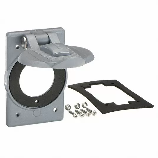 WIRING DEVICE-KELLEMS, Weatherproof Cover, 4 1/2 in Height, 2 3/4 in Width, Number of Gangs 1 Weatherproof Cover Hubbell Killark WP1