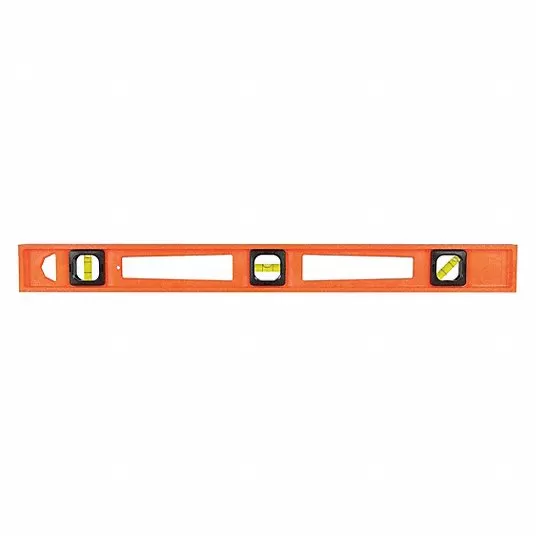 I-Beam Level, 24 inch Lg, 3 Vials, Orange, Structo-Cast(R) Plastic, Nonmagnetic Spirit Level Johnson 7724-O