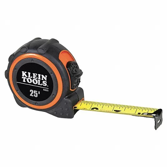 TOOLS, Tape Measure, 1 In x 25 ft, Black/Orange 24A473 Tape Measure Klein 93025