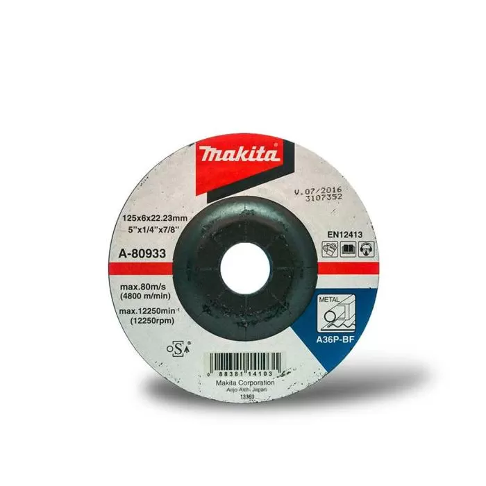 Accessories, Depressed Center Grinding Wheel (A-series), 125 x 6.0 x 22.23 Accessories Makita A-80933