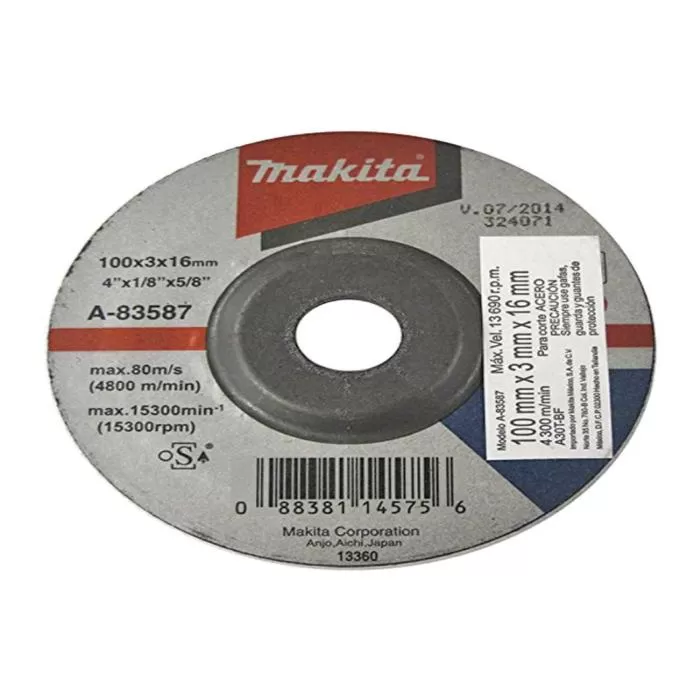 Accessories, Depressed Center Grinding Wheel (A/B-series), 100 x 3.0 x 16.00 Accessories Makita A-83587