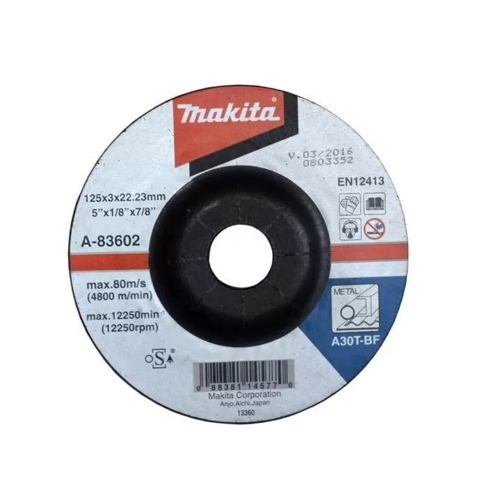 Accessories, Depressed Center Cutting Wheel (A/B-series), 125 x 3.0 x 22.23 Accessories Makita A-83602