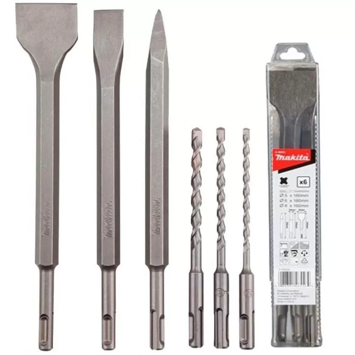 Accessories, SDS-PLUS drill bit / chisel set (6PCS/SET) Accessories Makita D-58920
