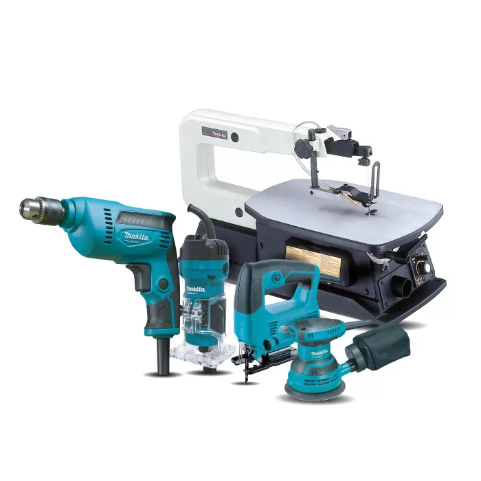 5 Piece Combo Kit: Scroll Saw, Trimmer, Random Orbital Sander,Jig Saw ,High Speed Drill Combo Kit null 01-63-FINISHING