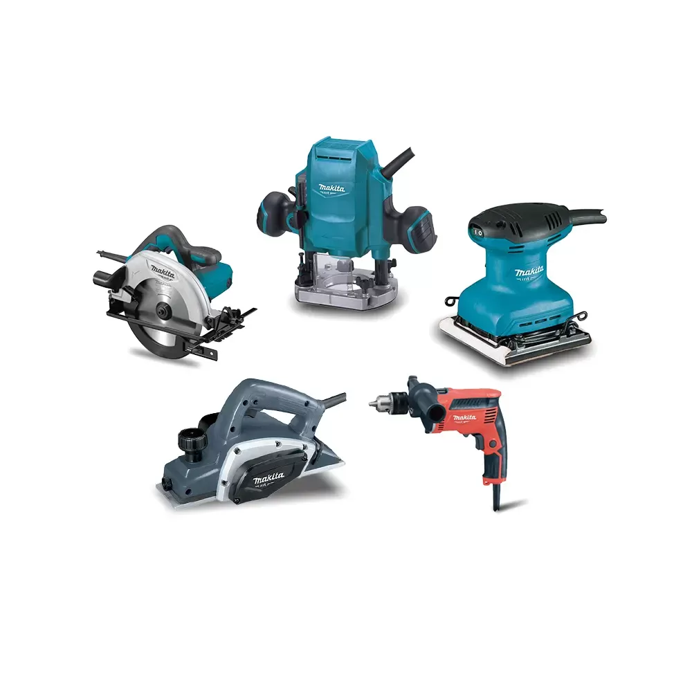 5 Piece Makita Combo Kit: Circular Saw, Palm Finishing Sander, Wood Router, Wood Planner, Hammer Drill Combo Kit Makita null