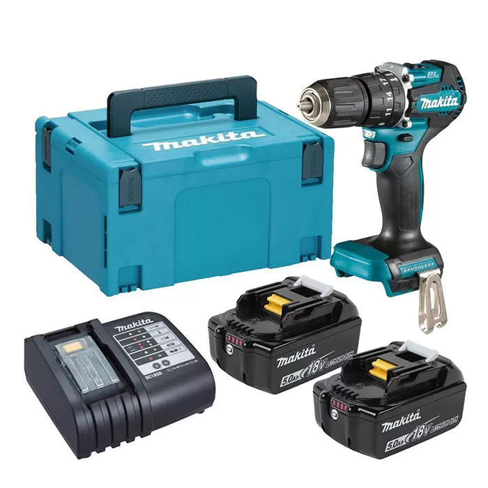 Cordless Percussion Driver Drill, Drill Chuck 13mm, 18V, 2 Speed, 1700rpm, 40Nm, 1.7kg Percussion Driver Drill Makita DHP487RTJ