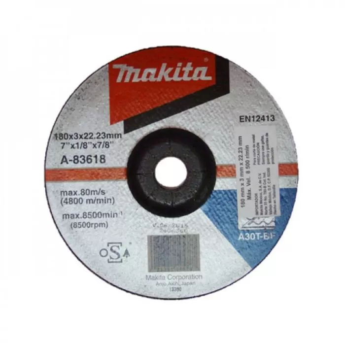Depressed Center Cutting Wheel (A/B-series) 180 x 3.0 x 22.23mm<br>A-83618 Cutting Wheel Makita A-83618
