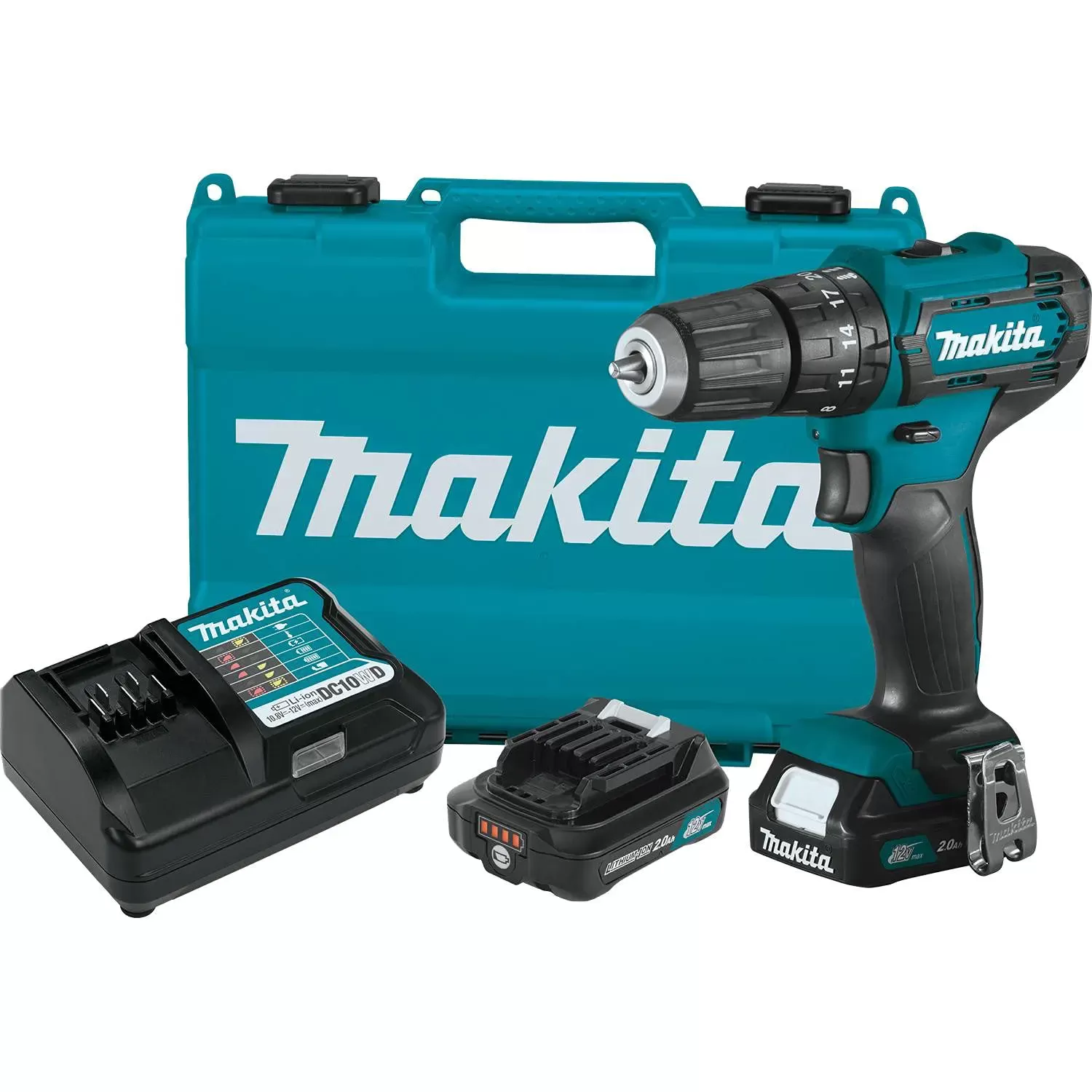 Cordless Impact Driver Drill 10mm (3/8 inch), For Masonry, Steel, Wood, 12V, 0-1700 rpm, 30-14 Nm, 1.3kg Cordless Impact Driver Drill Makita HP333DWAE