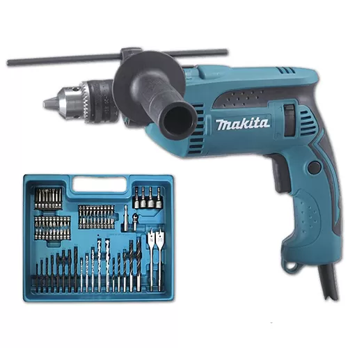 Impact Drill, For Masonary , Steel, Wood, With Accessory case 74 Pieces, Drill chuck 13mm(1/2 inch) , 680W, 0-2800rpm, 2Kg Impact Drill Makita HP1640KX3