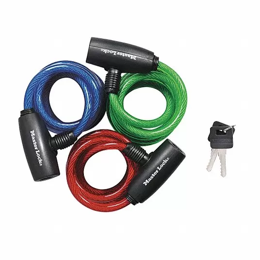Fixed Length Cable Locks, 6 ft Cable Length, Braided Steel, 5/16 in Cable Diameter, PK 3 Cable Locks Master Lock 8127TRI