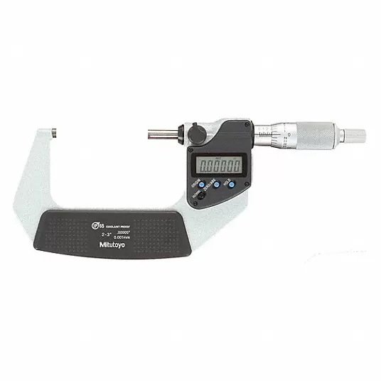 IP65 Digital Outside Micrometer, Range 2 in to 3 in, 50.8 to 76.2 mm, IP Rating IP654CGF9 Digital Outside Micrometer Mitutoyo 293-346-30
