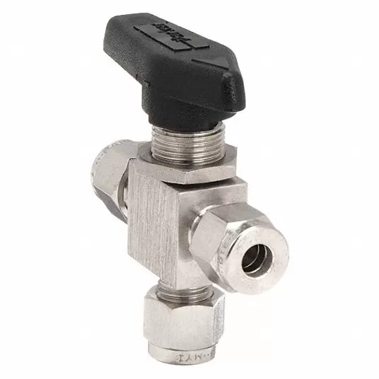 Ball Valve, 316 Stainless Steel, 3-Way, 1-Piece, Pipe Size 3/8 in, Tube Size 3/8 in Ball Valve Parker 6A-MB6XPFA-SSP