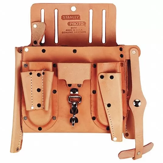 Tan Electricians Tool Pouch, Leather, Fits Belts Up To 2 in Electricians Tool Pouch Proto 38WF54