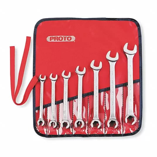 Flare Nut Wrench Set, Alloy Steel, Satin, Range of Head Sizes 3/8 in to 3/4 inch Flare Nut Wrench Set Proto J3700A