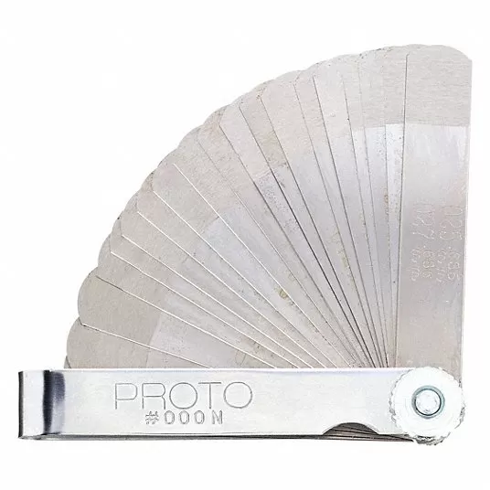 Step-Cut Feeler Gauge Set, Thickness Range 0.004 in to 0.027 in, Number of Feeler Blades 22 Gauge Set Proto J000N