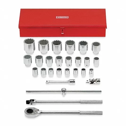 Socket Wrench Set, Socket Size Range 21 mm to 60 mm, Drive Size 3/4 in Socket Wrench Set Proto 1AF29