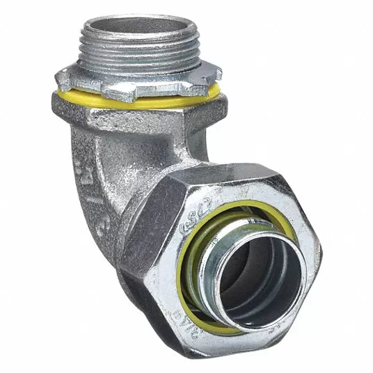 Liquid-Tight Conduit Fitting, Steel/Iron, 2 in Trade Size, Non-Insulated, 90° Elbow Elbow Raco 3428