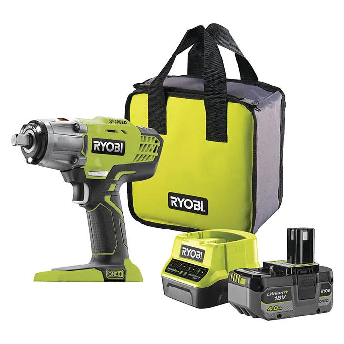 Cordless Impact Wrench 1/2 inch, 18V, 3-Speed, 400Nm, 2.4kg Cordless Impact Wrench Ryobi R18IW3-140SF