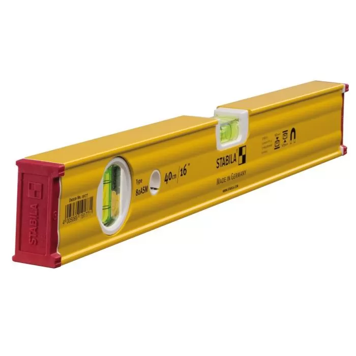 Type 80 ASM, Magnetic Spirit Level, 2 Vial, 40cm Spirit Level Stabila 19177