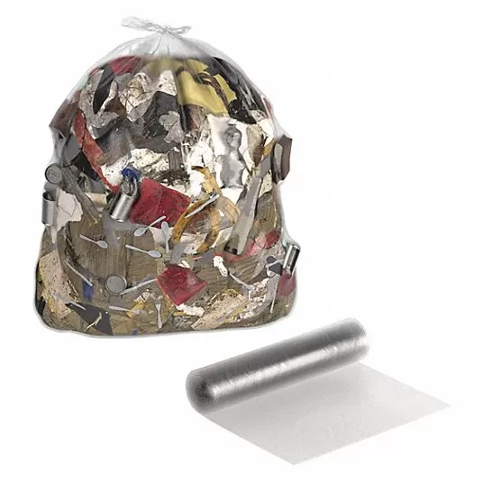 Trash Bags: 10 gal Capacity, 24 inch Width, 23 inch Height, 0.35 mil Thick, Clear, 1000 PK Trash Bag Tough Guy 31DK31