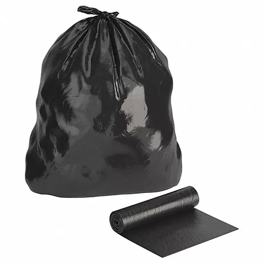 Trash Bags: 10 gal Capacity, 24 inch Width, 23 inch Height, 0.35 mil Thick, Black, 500 PK Trash Bag Tough Guy 31DK64