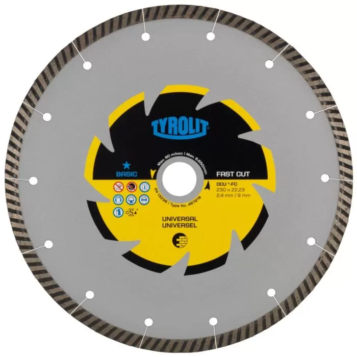 Diamond Blade, 7 UNIVERSAL Fast Cut Turbo 180x2x22,23 Diamond Blade Tyrolit 467273 633381