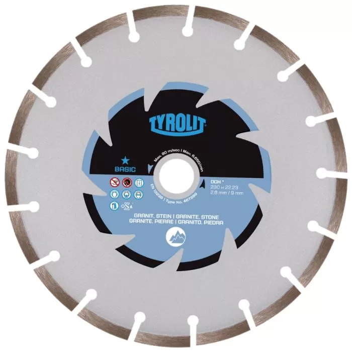Granite Diamond Blade 9" 1/2 Seg Type 230X2,6X22,23 Granite Cutting Blade Tyrolit 633319 467389