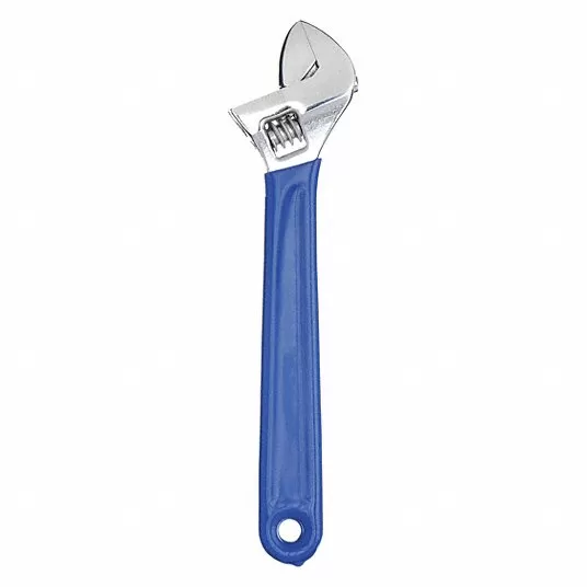 Adjustable Wrench, Alloy Steel, Chrome, 6 inch Overall Lg, 15/16 inch Jaw Capacity, Plain Grip Adjustable Wrench Westward 1NYC2