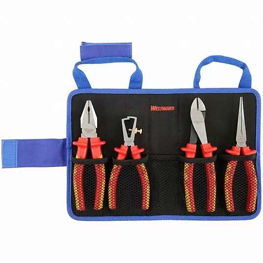 Insulated Plier Set, Insulated, 4 Pliers, Std Cushion Grip, Manual,  Pouch, 2 - 5 Pliers Range Insulated Plier Set Westward 1YXJ5